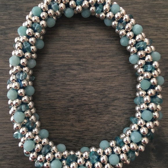 Sterling Silver, Amazonite & Kyanite Beaded Bracelet - Picture 3 of 4